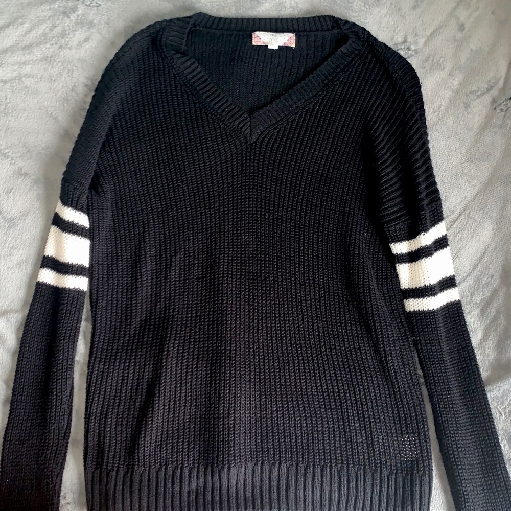 Black v-neck sweater